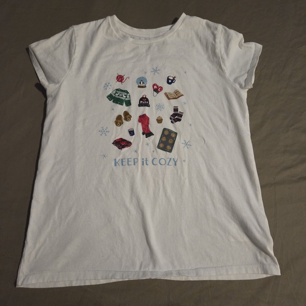 Polo by Ralph Lauren White Kids Tee with Cozy Print